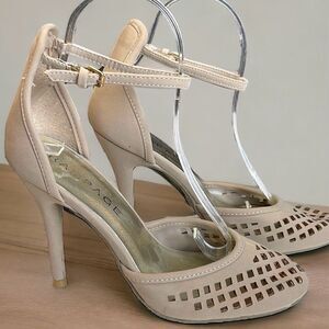 Rampage Women's Tan Slip-On Stilletos Buckle Heels Size 7.5